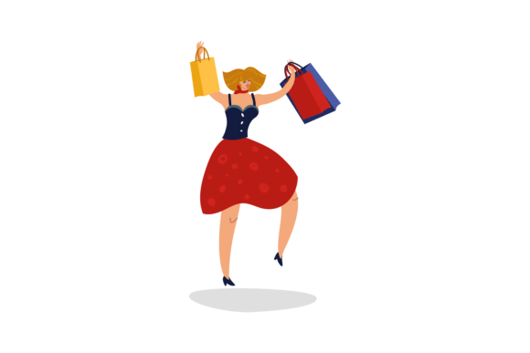 Download Jumping Shopping Woman Customer. Shopaho - Customer Collection